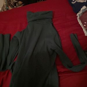 Green turtle neck dress